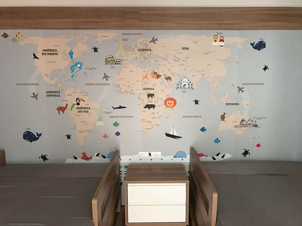 Papel de parede mapa mundi infantil 